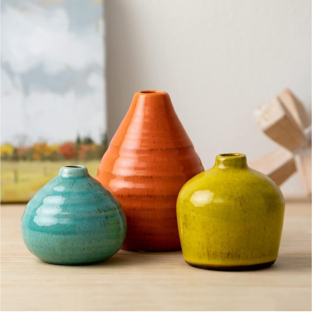 Ceramic Vase Set- 3 Small Vases, Rustic Home Décor, Modern - Picture 5 of 5